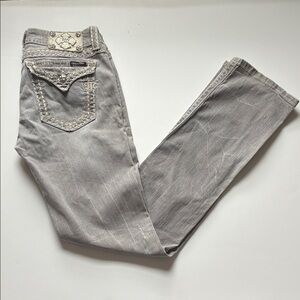 Miss Me Light Gray Straight Leg Jeans - Waist 29